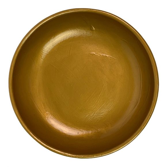 Wood Bowl Hand Painted Glossy Gold French Blue Footed Jewelry Trinket Dish - Picture 4 of 9